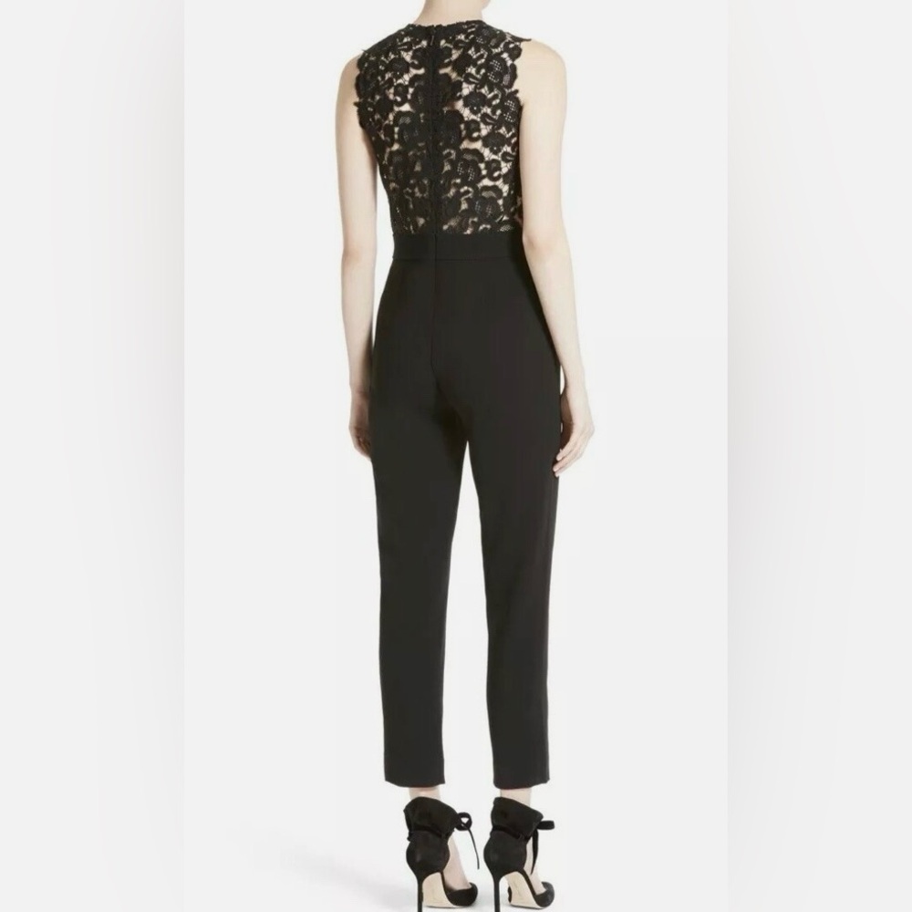 REBECCA TAYLOR Black Lace Cutout Sleeveless Jumpsuit Size 6 Womens